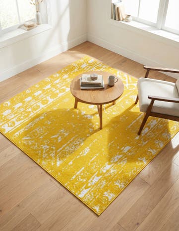 Yellow Lennon Square Rug