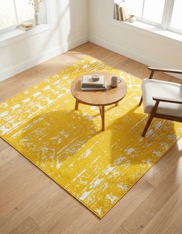 Yellow Lennon Square Rug