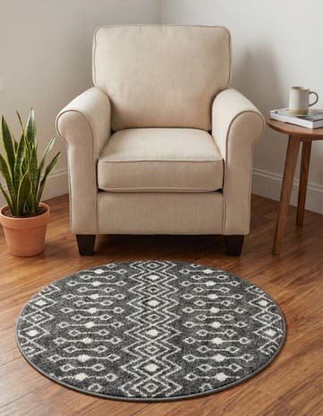 3' 3 x 3' 3 Moroccan Trellis Round Rug