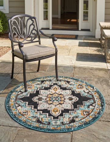 3' x 3' Easy-Clean Casablanca Indoor / Outdoor Round Rug