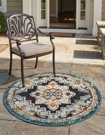 3' x 3' Easy-Clean Casablanca Indoor / Outdoor Round Rug