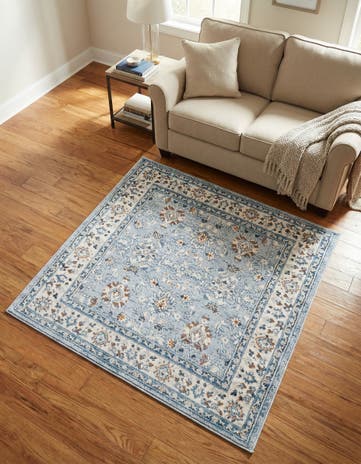 Aqua Blue Charlotte Square Rug