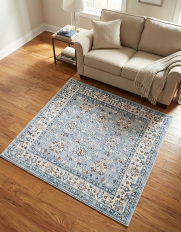 Aqua Blue Charlotte Square Rug