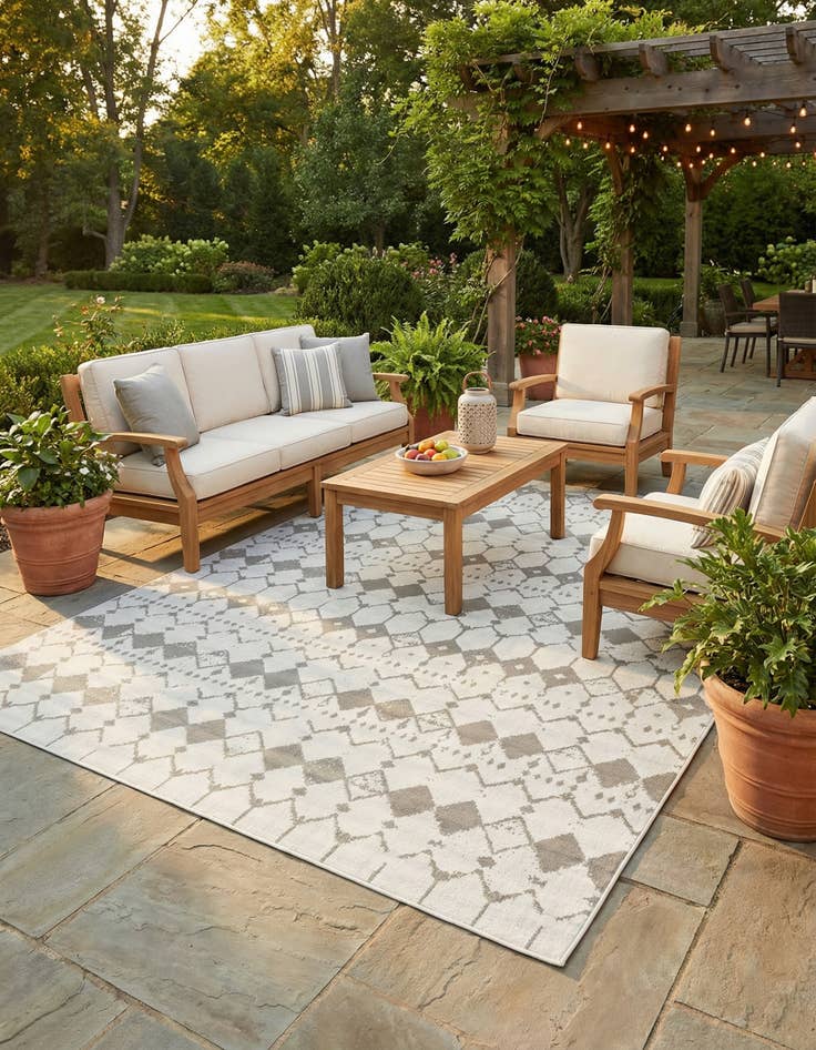 Detail image of 7' 10 x 10' Washable Lattice Indoor / Outdoor Rug