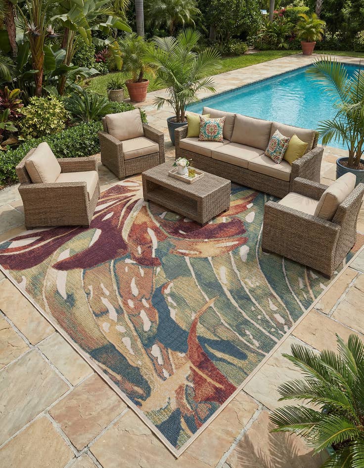 Detail image of 10' x 10' Washable Baja Indoor / Outdoor Square Rug