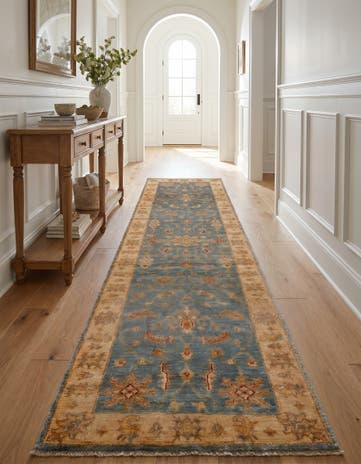 2' 6 x 9' 10 Hand Knotted Pershawar Ziegler Runner Rug