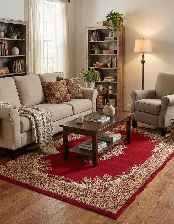 Detail image of 5' 3 x 8' Mashad Design Rug