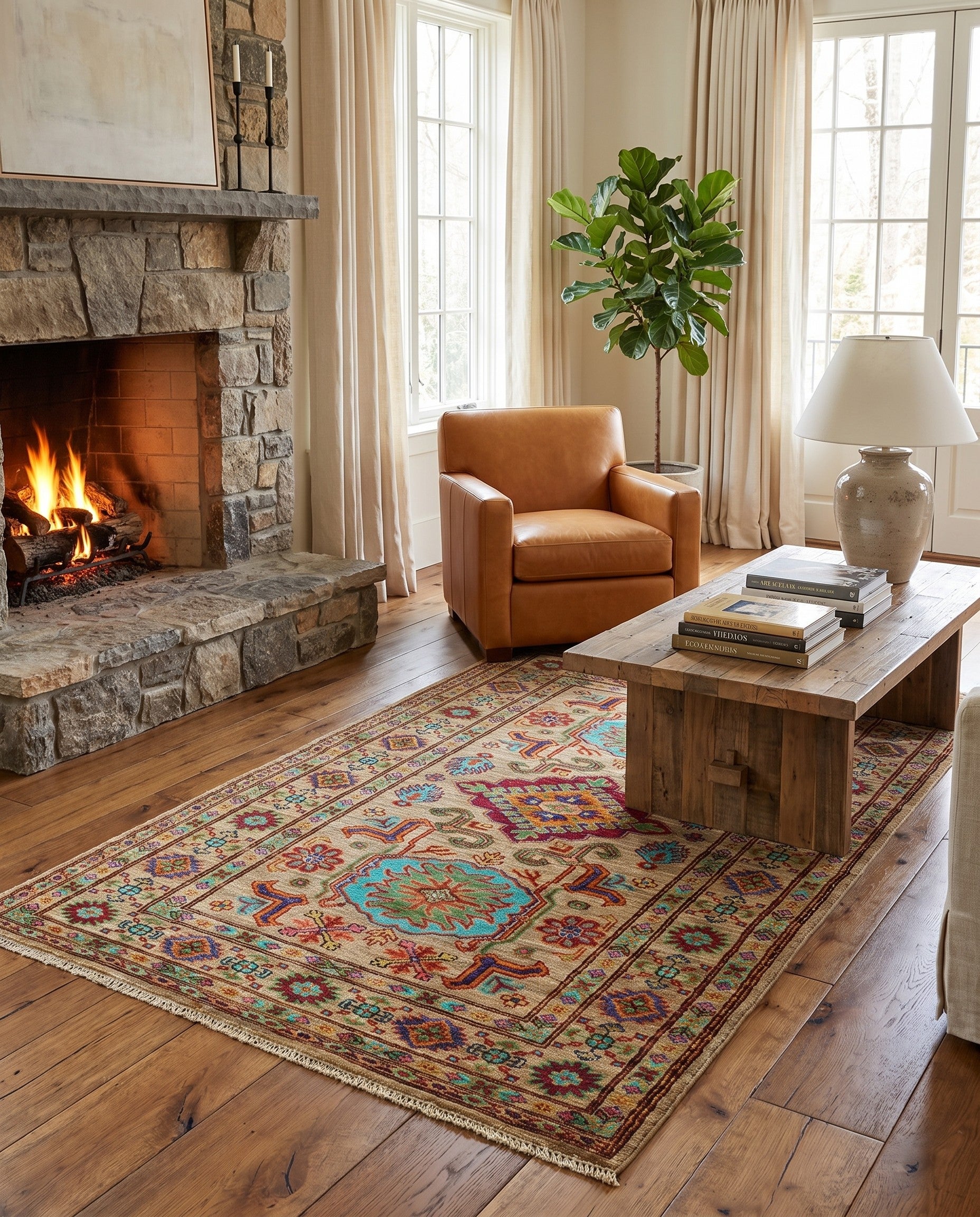 3' 5 x 5' 2 Hand Knotted Kazak Rug