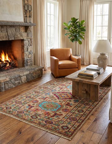 3' 5 x 5' 2 Hand Knotted Kazak Rug