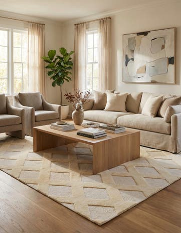 8' x 10' Hand Woven Lattice Wool Rug