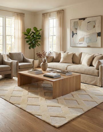 8' x 10' Hand Woven Lattice Wool Rug