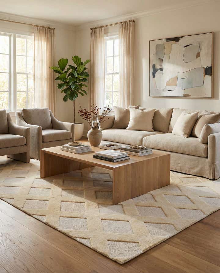 8' x 10' Hand Woven Lattice Wool Rug