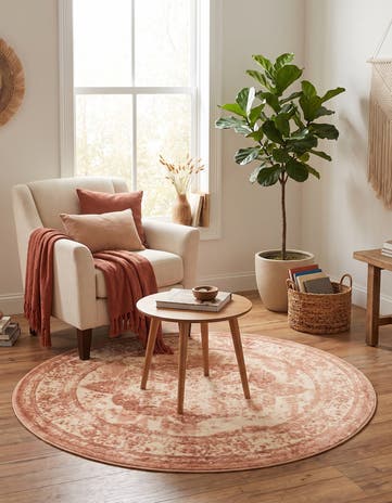 Rose Pink and Ivory Monte Carlo Round Rug