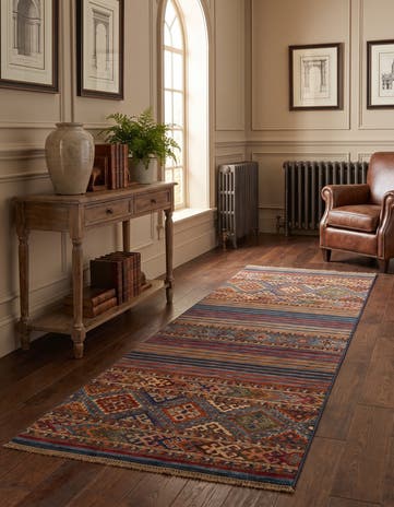 2' 7 x 6' 11 Hand Knotted Kazak Runner Rug