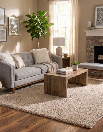 Linen Zermatt Shag Square Rug