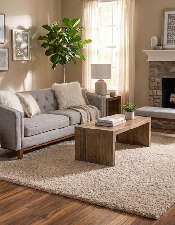 Linen Zermatt Shag Square Rug