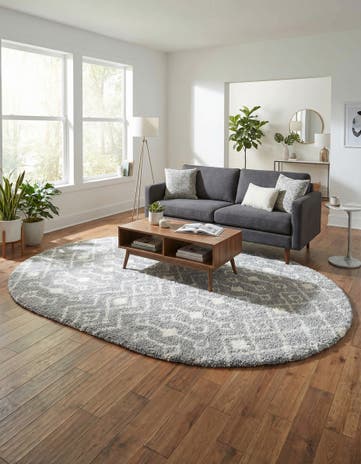 7' 10 x 10' Moroccan Trellis Shag Oval Rug
