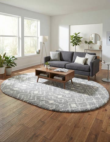 7' 10 x 10' Moroccan Trellis Shag Oval Rug