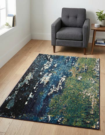 Navy Blue Washable Hyacinth Rug