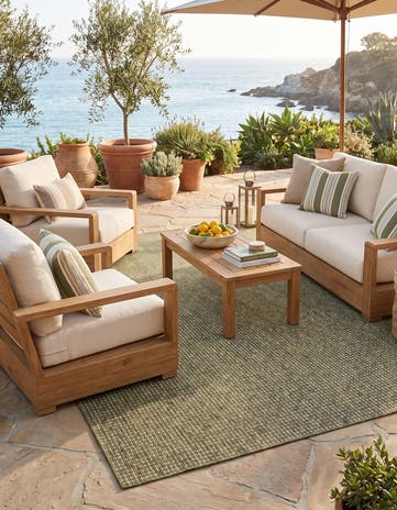 275cm x 365cm Easy-Clean Checkered Indoor / Outdoor Rug