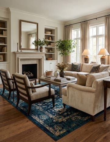 Navy Blue Dahlia Rug