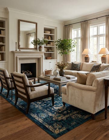 Navy Blue Dahlia Rug