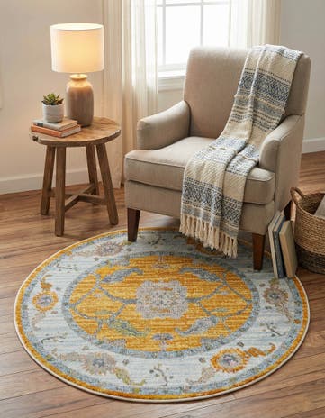 Yellow Paragon Round Rug