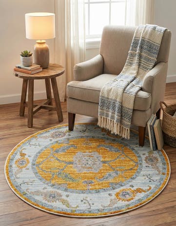 Yellow Paragon Round Rug