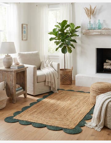 3' 1 x 5' 1 Handmade Scallop Braided Jute Rug