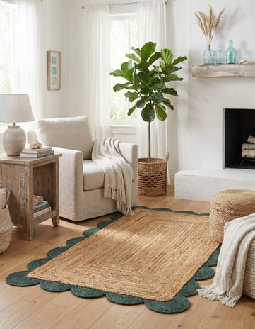 3' 1 x 5' 1 Handmade Scallop Braided Jute Rug