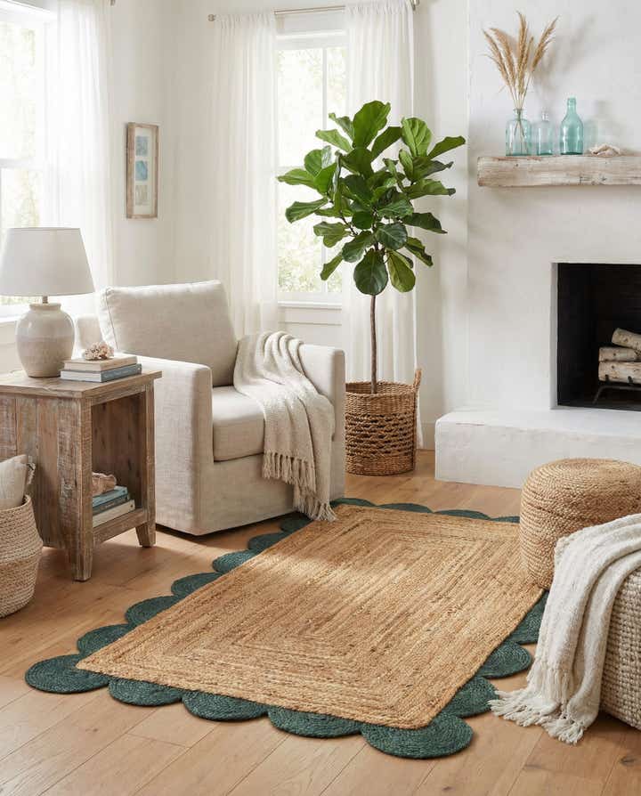 3' 1 x 5' 1 Handmade Scallop Braided Jute Rug