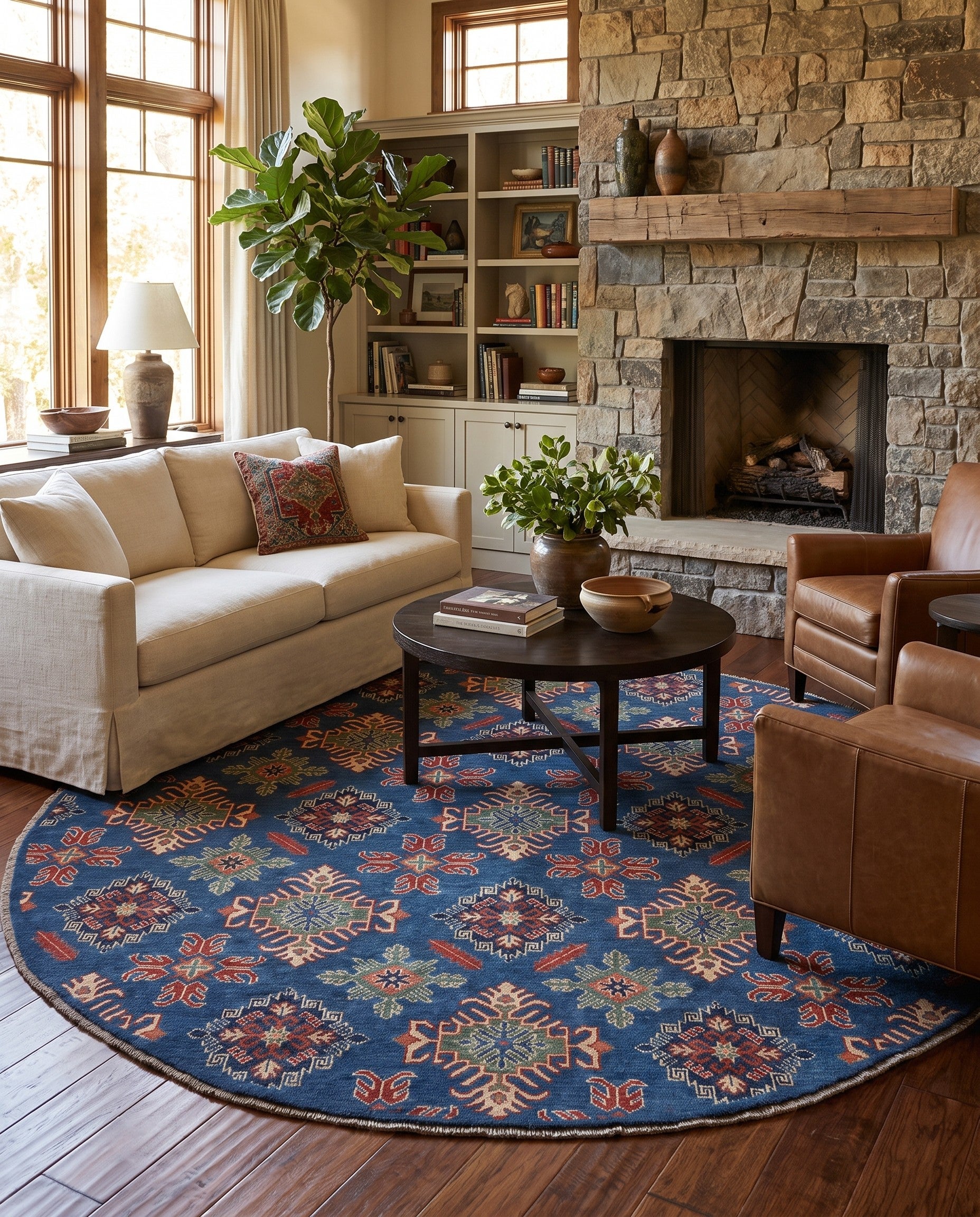 6' 4 x 6' 7 Hand Knotted Kazak Round Rug