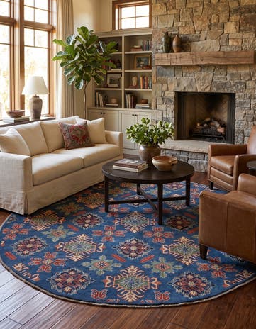 6' 4 x 6' 7 Hand Knotted Kazak Round Rug