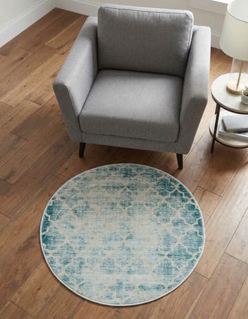 Jill Zarin Teal Uptown Lincoln Center Round Rug
