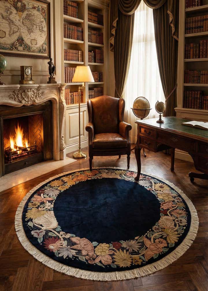 7' 9 x 7' 9 Agra Wool Round Rug