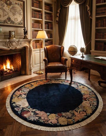 7' 9 x 7' 9 Agra Wool Round Rug