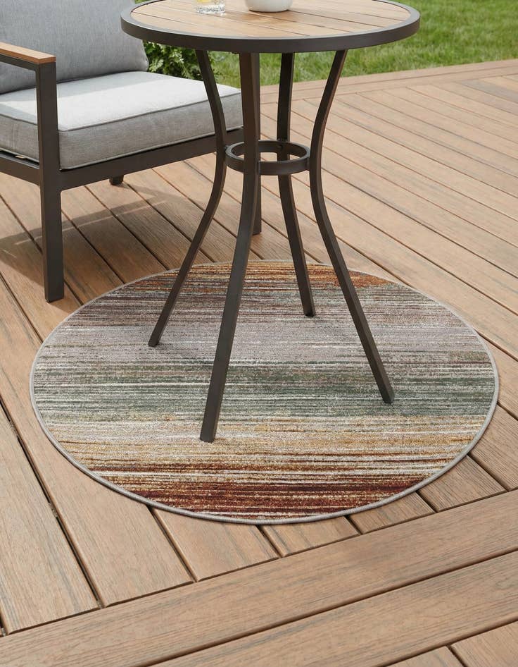 Detail image of 3' x 3' Easy-Clean Modern Indoor / Outdoor Round Rug