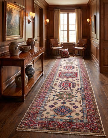 2' 9 x 9' 9 Hand Knotted Kazak Runner Rug
