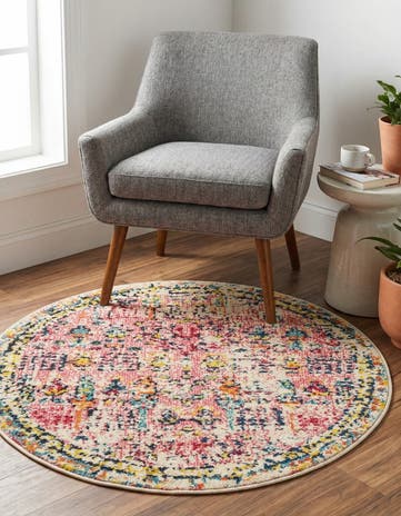 3' 3 x 3' 3 Washable El Paso Round Rug