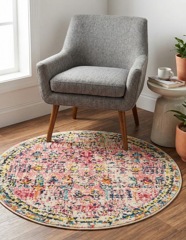3' 3 x 3' 3 Washable El Paso Round Rug