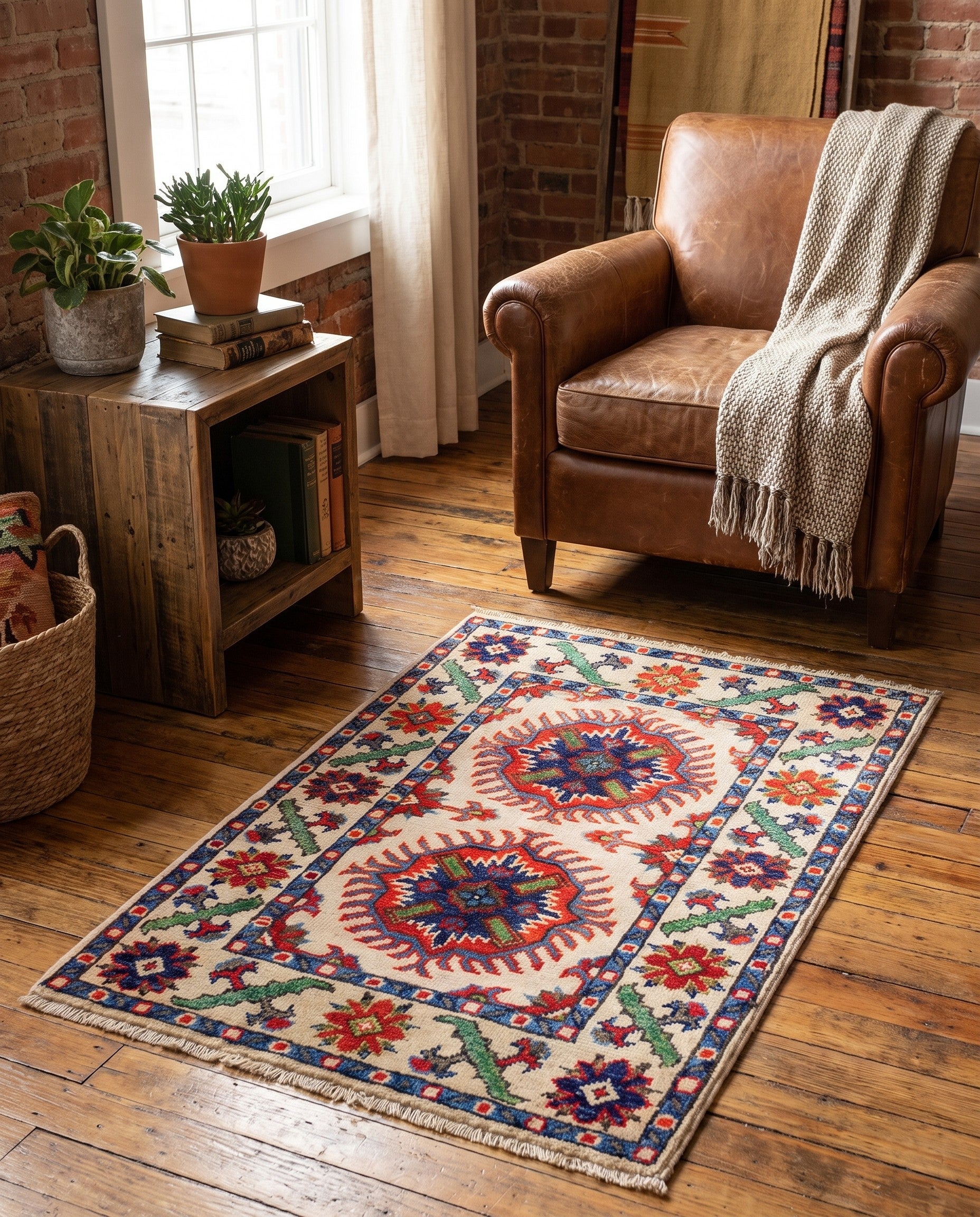 2' x 3' Hand Knotted Kazak Rug