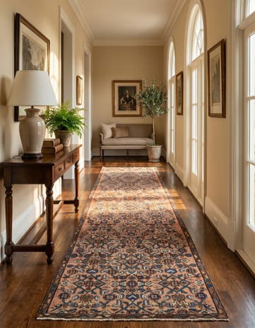 2' 10 x 9' 2 Hand Knotted Hamedan Persian Wool Square Rug