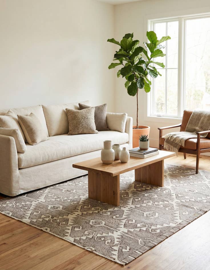 Detail image of 6' 2 x 7' 3 Hand Woven Kilim Modern Wool Square Rug