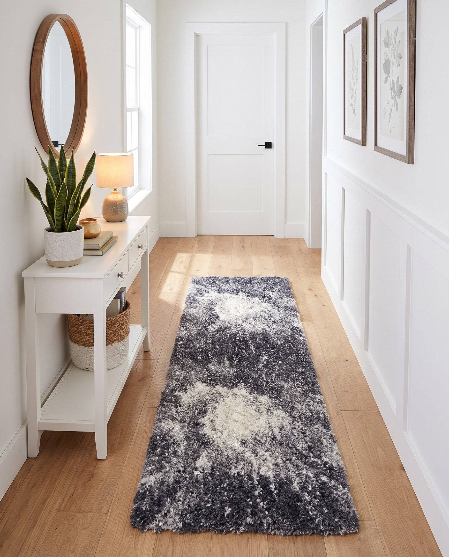 Black and Gray Soft Touch Shag Runner Rug