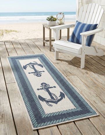 2' x 5' Easy-Clean Coastal Indoor / Outdoor Runner Rug