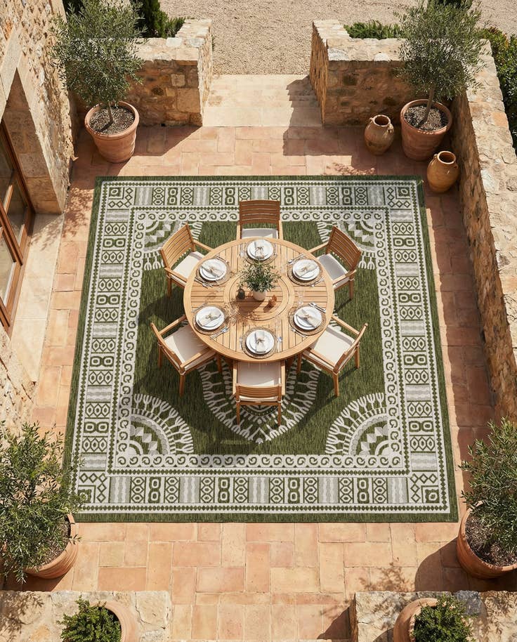 Detail image of 10' x 10' Easy-Clean Traditional Indoor / Outdoor Square Rug