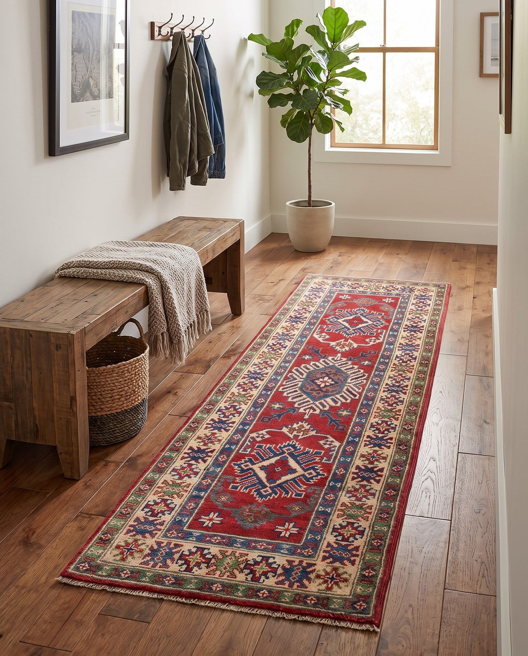 2' x 6' 3 Hand Knotted Kazak Runner Rug