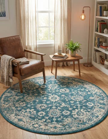Turquoise Madeline Round Rug