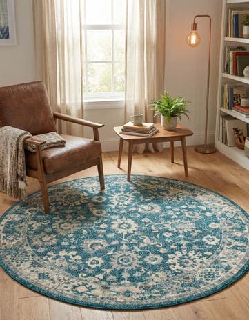 Turquoise Madeline Round Rug