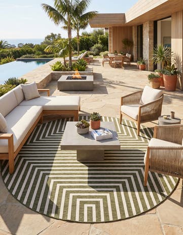 13' x 13' Easy-Clean Modern Indoor / Outdoor Round Rug